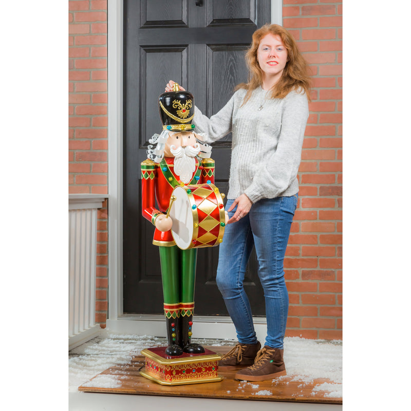 52"H Nutcracker Playing Drum w/Moving Hands and LED Lights,2la1798