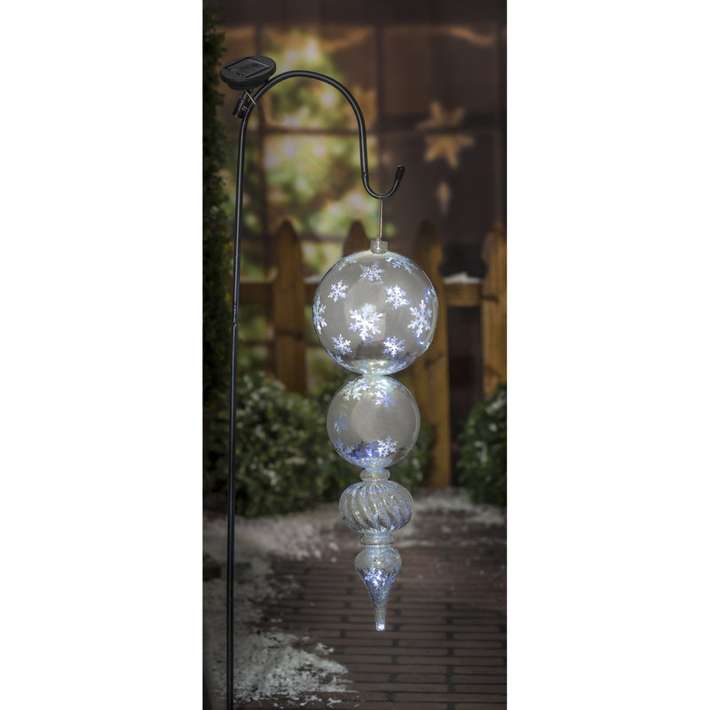 Evergreen Garden Stake,25"H Solar Shatterproof Ornament with Shepherd's Hook Garden Stake, Silver,8x8x25 Inches