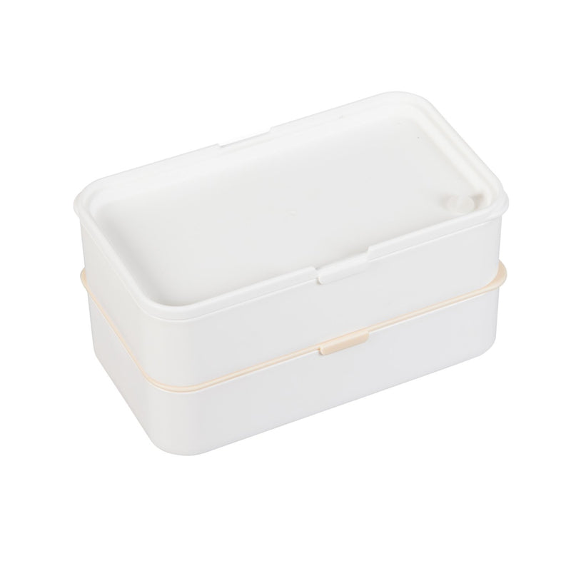 2-Layer Divided Lunch Box with Utensils, White,2lb007