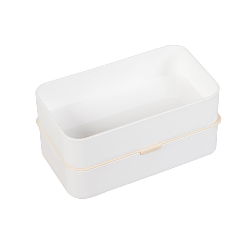 2-Layer Divided Lunch Box with Utensils, White,2lb007