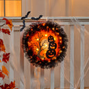 Pumpkins with Dangle Bats Lighted Deco Mesh Door Decor,2msh2582bl