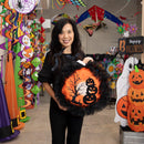 Pumpkins with Dangle Bats Lighted Deco Mesh Door Decor,2msh2582bl