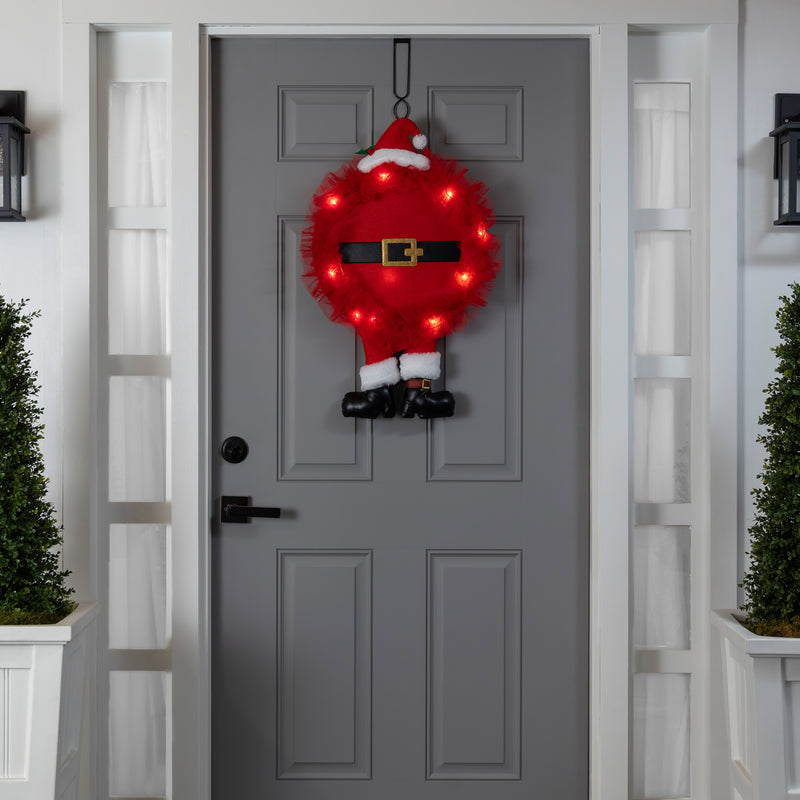 Holiday with Dangle Legs Lighted Deco Mesh Door Decor,2msh2613bl