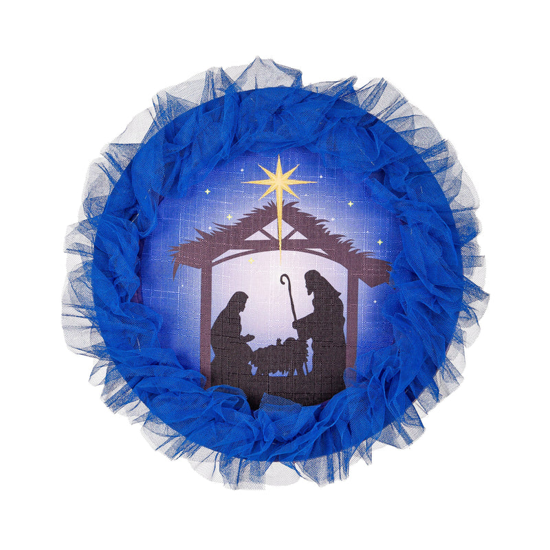 Nativity Lighted Deco Mesh Door Décor,2msh2614bl