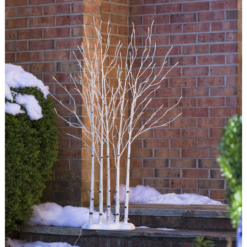 Indoor/Outdoor LED Birch Lighted Fence with 175Lights, Including 5 trees, 4.5'H, 14.2"x7.1"x53"inches