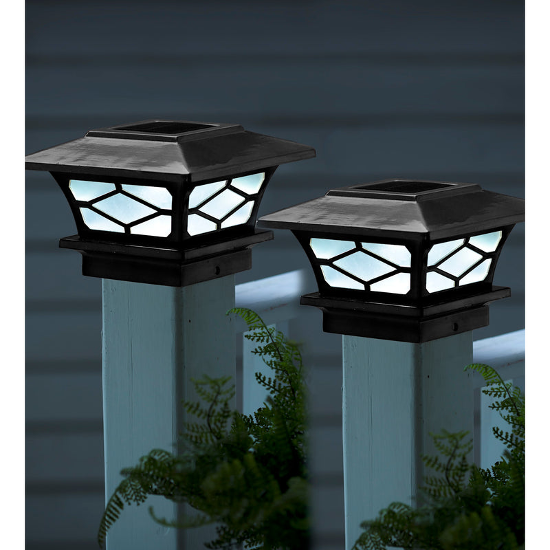 Classic Solar Post Cap Lights, Set of 2 - Black,2phl094