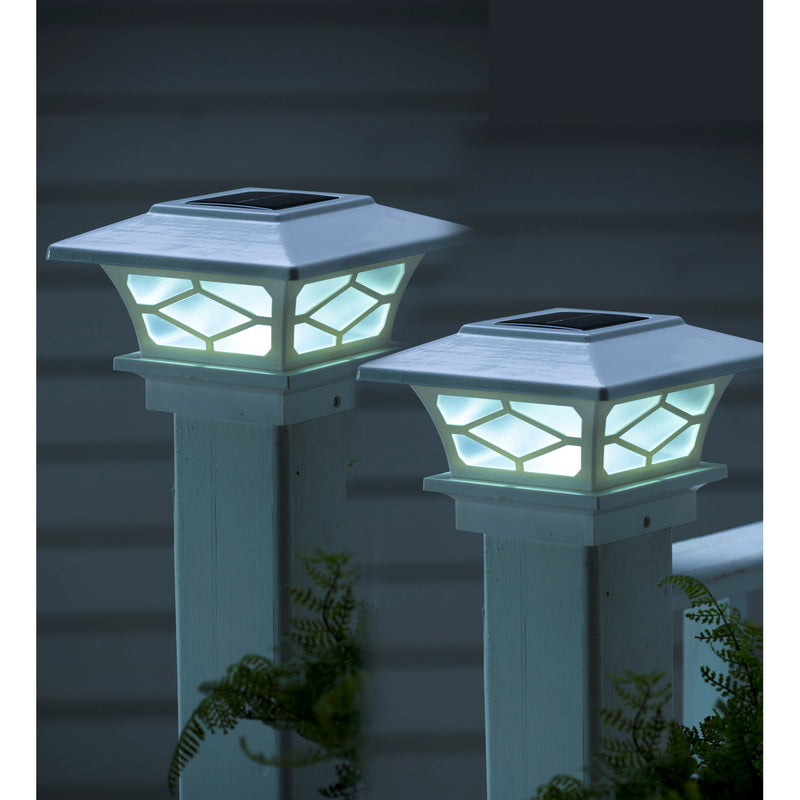 Classic Solar Post Cap Lights, Set of 2 - White,2phl095