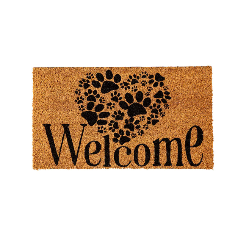 Paw Print Heart Welcome Coir Mat,2rm1083