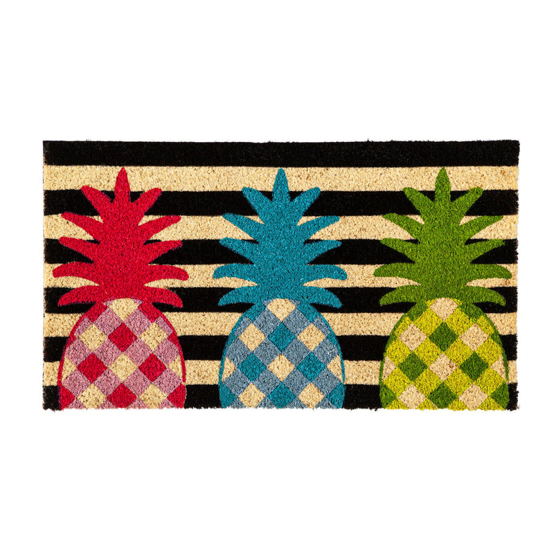 Evergreen Floormat,Black and White Pineapple Coir Mat,28x0.56x16 Inches