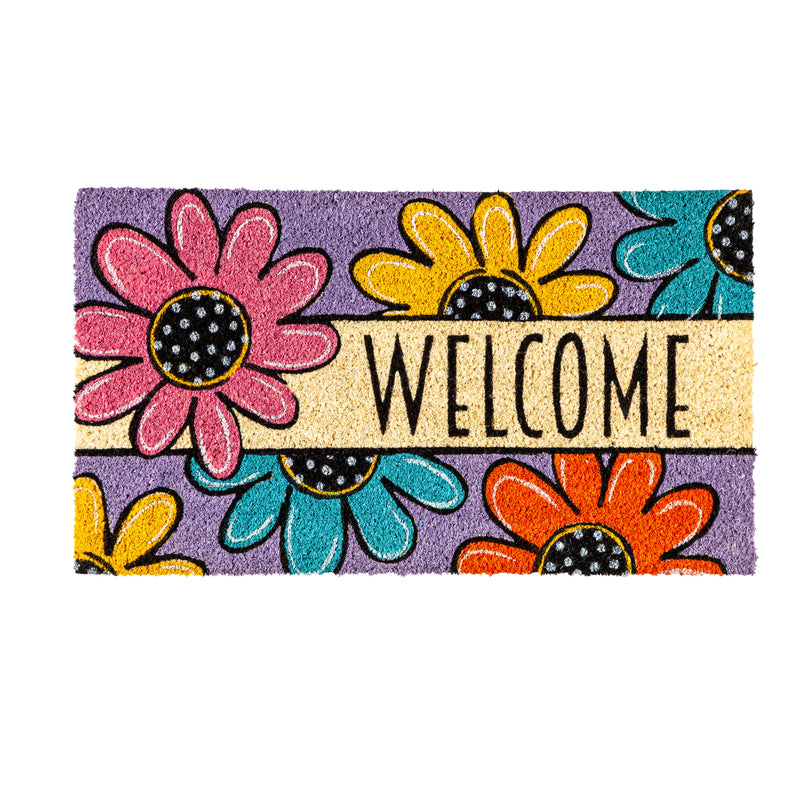 Polka Dot Daisy Welcome Coir Mat,2rm1169