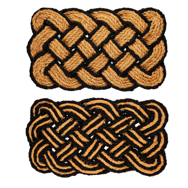 Evergreen Floormat,Natural Coir and Black Braided Woven Mat, 2 Asst,30x1x18 Inches
