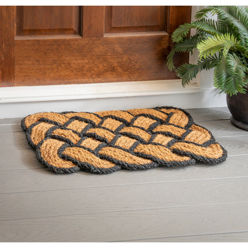 Evergreen Floormat,Natural Coir and Black Braided Woven Mat, 2 Asst,30x1x18 Inches