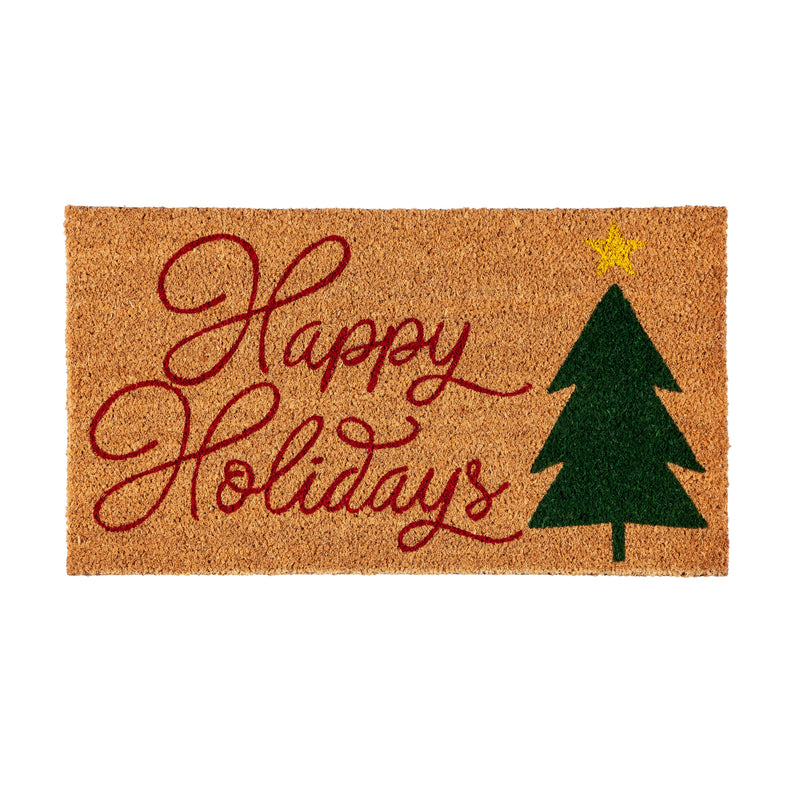 Evergreen Floormat,Happy Holidays Coir Mat,28x0.56x16 Inches