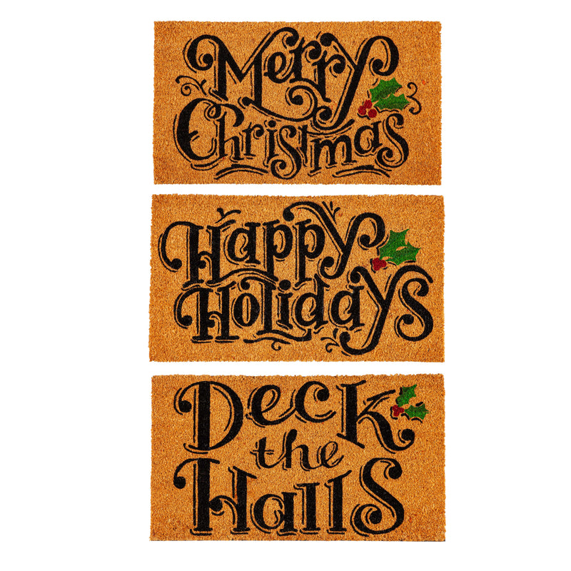 Holiday Sentiments Coir Mat, 3 Asst,2rm1243
