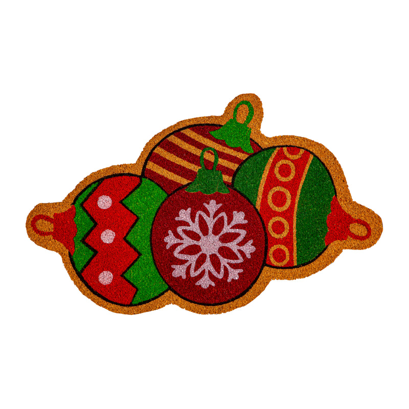 Deck the Halls Ornament Shaped Coir Mat,2rm1397