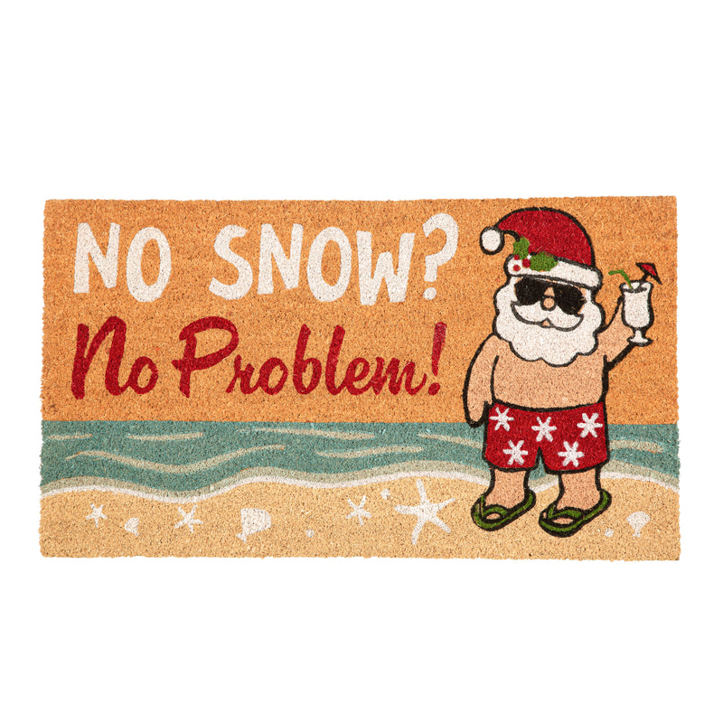 Evergreen Floormat,Santa at the Beach Coir Mat,28x0.56x16 Inches