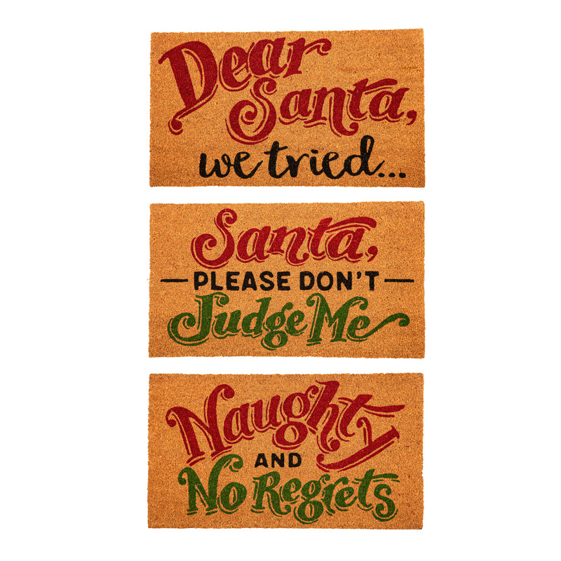 Evergreen Floormat,The Naughty List Coir Mat,28x0.56x16 Inches