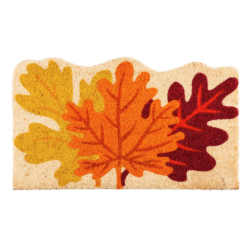 Evergreen Flag Indoor Outdoor Décor for Homes Gardens and Yards Fall Leaves Shaped Coir Mat