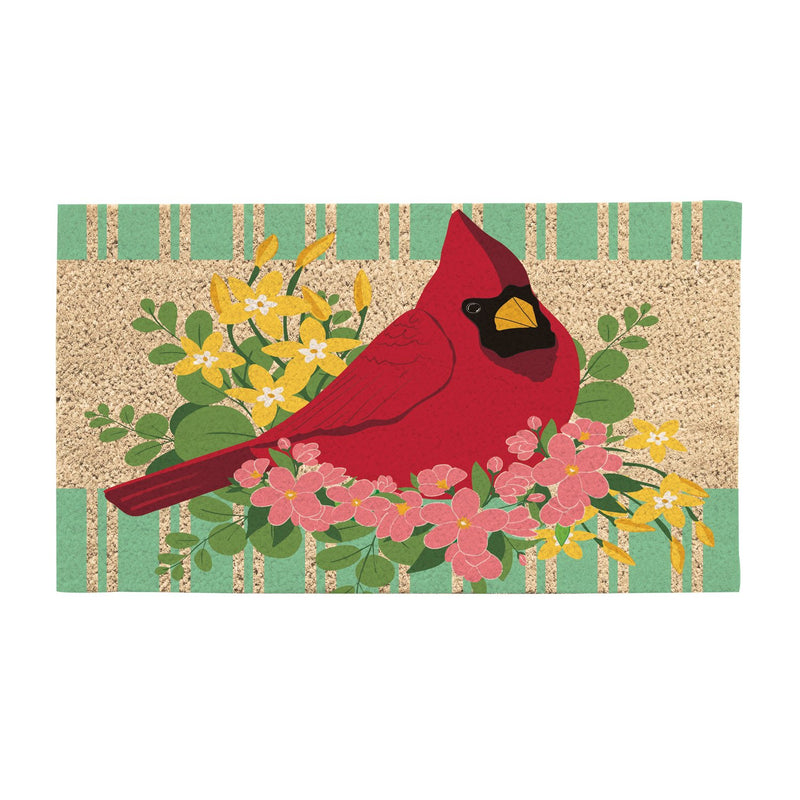 Evergreen Flag Spring Floral Cardinal Coir Mat 18 x 30 Inch Colorful Stylish and Durable Door and Floor Mat for Patio and Yard