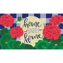 Plaid Patriotic Geraniums Coir Mat,2rm782