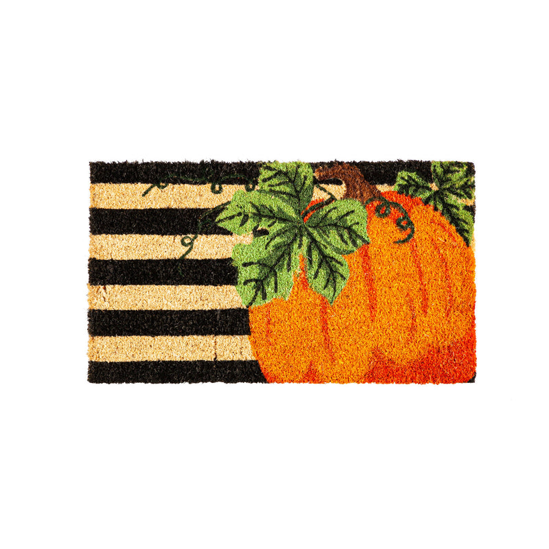 Evergreen Floormat,Pumpkin Stripe Coir Mat,16x28x0.56 Inches