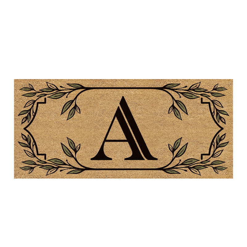 Monogram Flocked Sassafras Coir Switch Mat, Letter A,2rmc1288sa