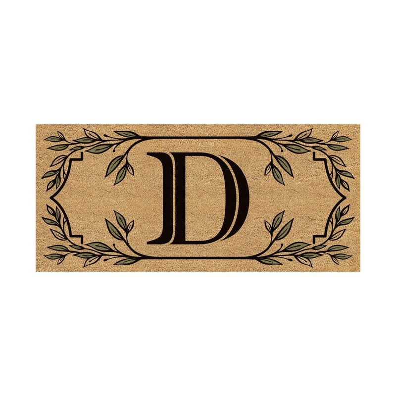 Monogram Flocked Sassafras Coir Switch Mat, Letter D,2rmc1288sd