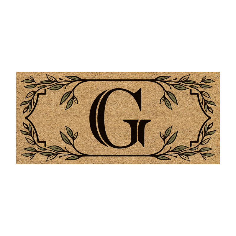 Monogram Flocked Sassafras Coir Switch Mat, Letter G,2rmc1288sg