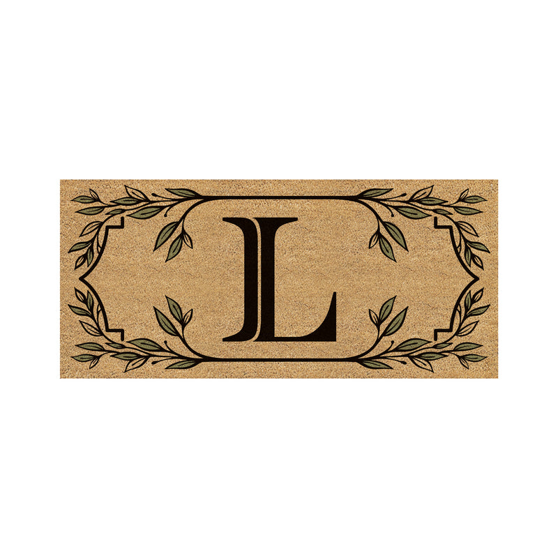 Monogram Flocked Sassafras Coir Switch Mat, Letter L,2rmc1288sl