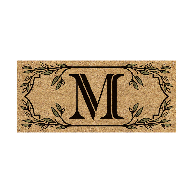 Monogram Flocked Sassafras Coir Switch Mat, Letter M,2rmc1288sm