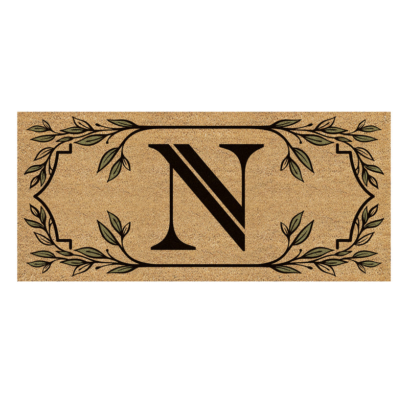 Monogram Flocked Sassafras Coir Switch Mat, Letter N,2rmc1288sn
