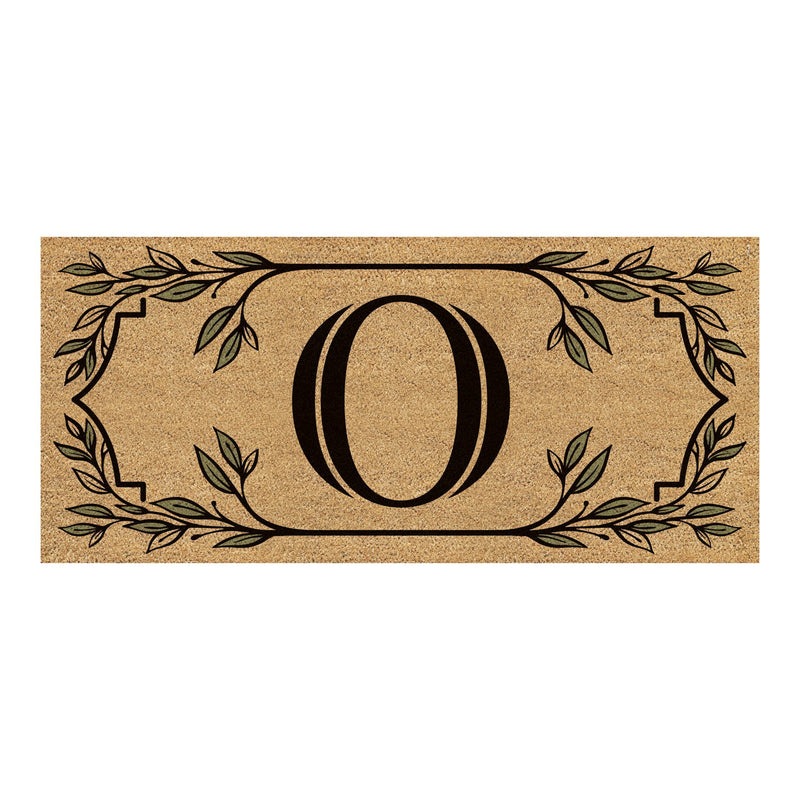 Monogram Flocked Sassafras Coir Switch Mat, Letter O,2rmc1288so