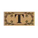 Monogram Flocked Sassafras Coir Switch Mat, Letter T,2rmc1288st