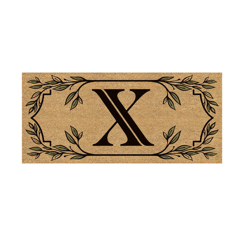 Monogram Flocked Sassafras Coir Switch Mat, Letter X,2rmc1288sx