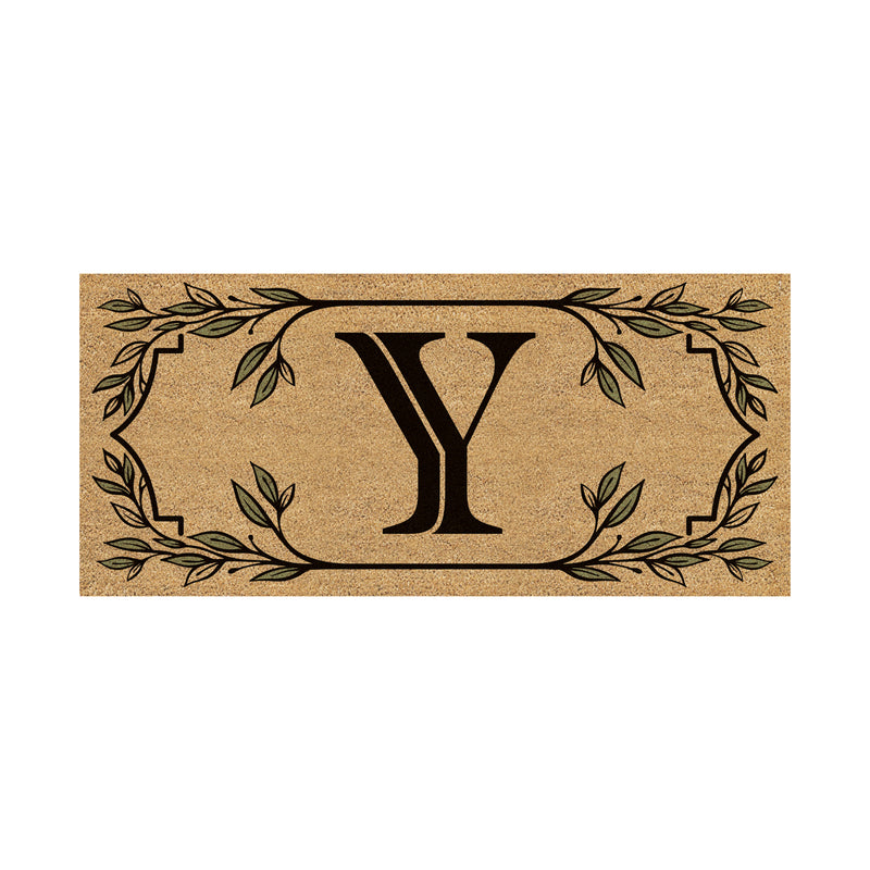 Monogram Flocked Sassafras Coir Switch Mat, Letter Y,2rmc1288sy