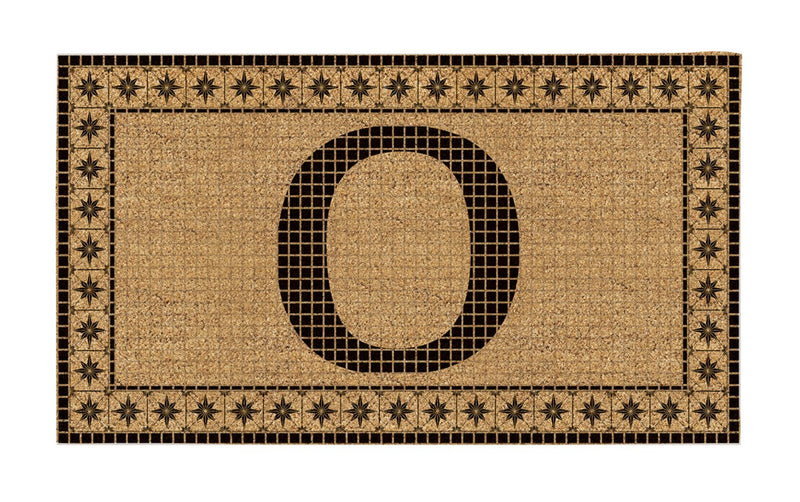 Monogram Flocked Coir  Vintage Tile Mat, Letter O,2rmc1296mo