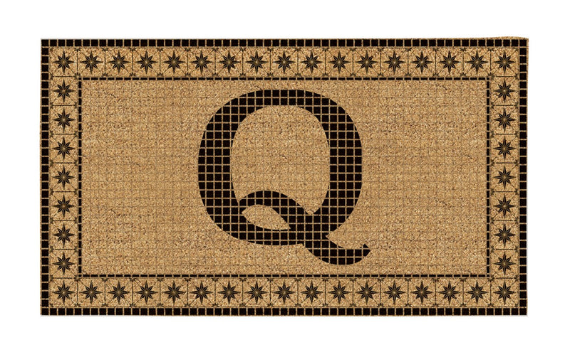 Monogram Flocked Coir  Vintage Tile Mat, Letter Q,2rmc1296mq
