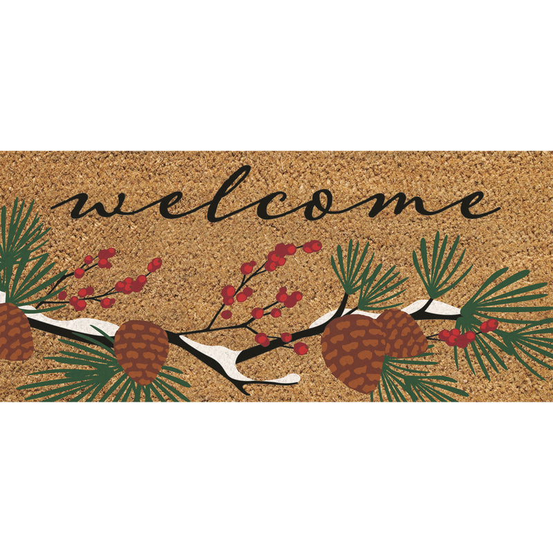 Welcome Pinecones Branch Flocked Coir Sassafras Switch Mat,2rmc1391s