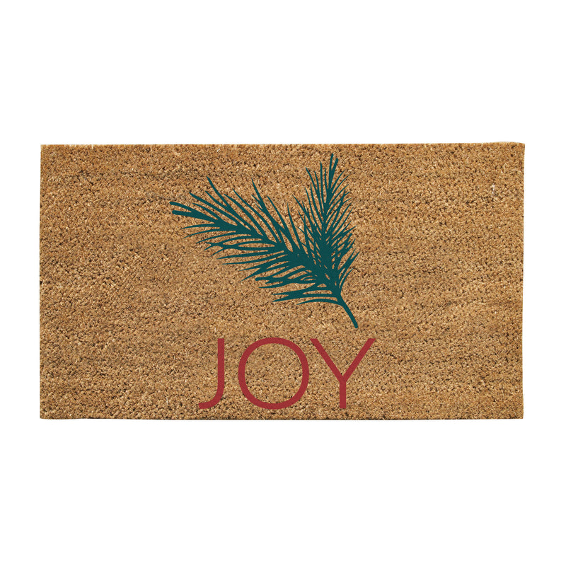 Evergreen Floormat,30" x 18" Natural Coir Mat, Joy,30x0.56x18 Inches
