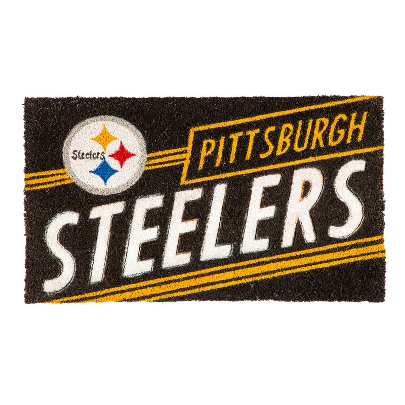 Team Sports America NFL Pittsburgh Steelers Eco-Friendly Durable Coconut Fiber Coir Punch Floor Mat - 16" Long x 28" Wide