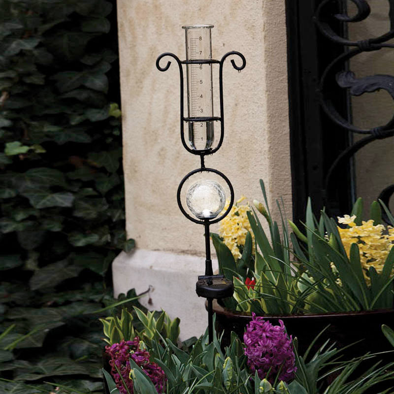 Rain gauge with solar light,2sp065