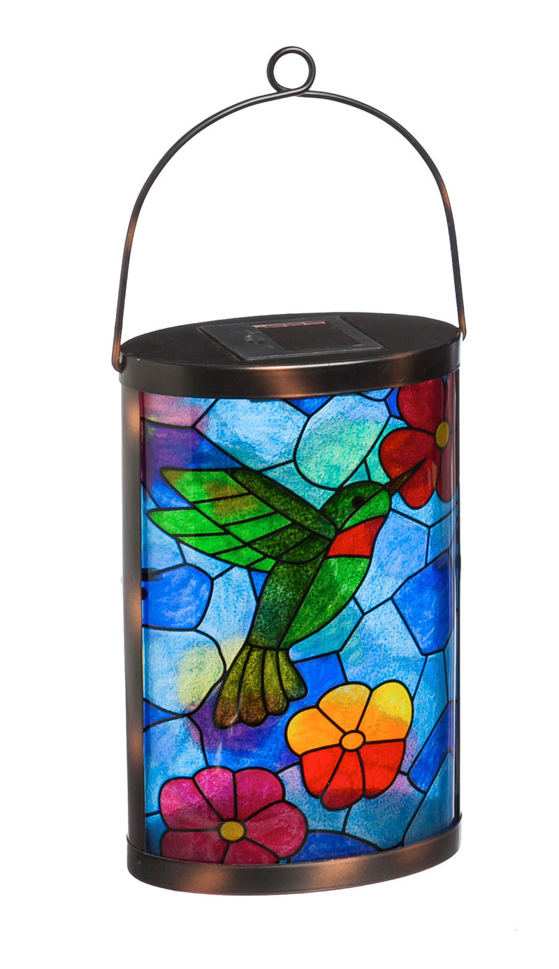 Solar Lantern, Tiffany Inspired Hummingbird,2sp4671