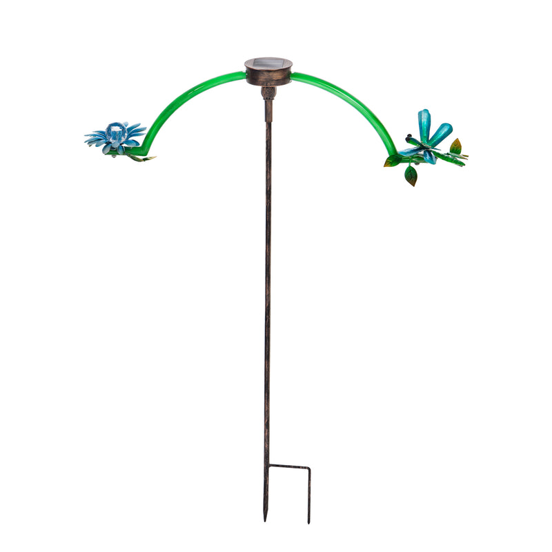 Evergreen Garden Stake,Chasing White Light Solar Balancer Garden Stake, Dragonfly,27.17x3.27x34.25 Inches