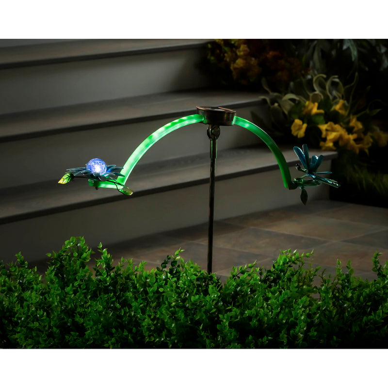 Evergreen Garden Stake,Chasing White Light Solar Balancer Garden Stake, Dragonfly,27.17x3.27x34.25 Inches