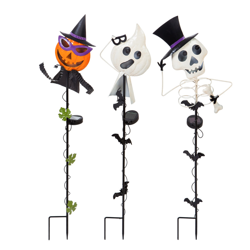 Evergreen 34"H Halloween Characters Solar Stake, 3 Asst, 10.2''x 2.4'' x 35.8'' inches