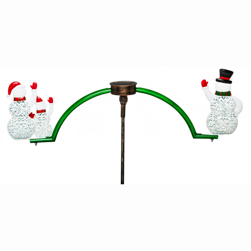 Chasing White Light Solar Balancer Garden Stake, Snowman and Family,28.35"x3.23"x35.04"inches