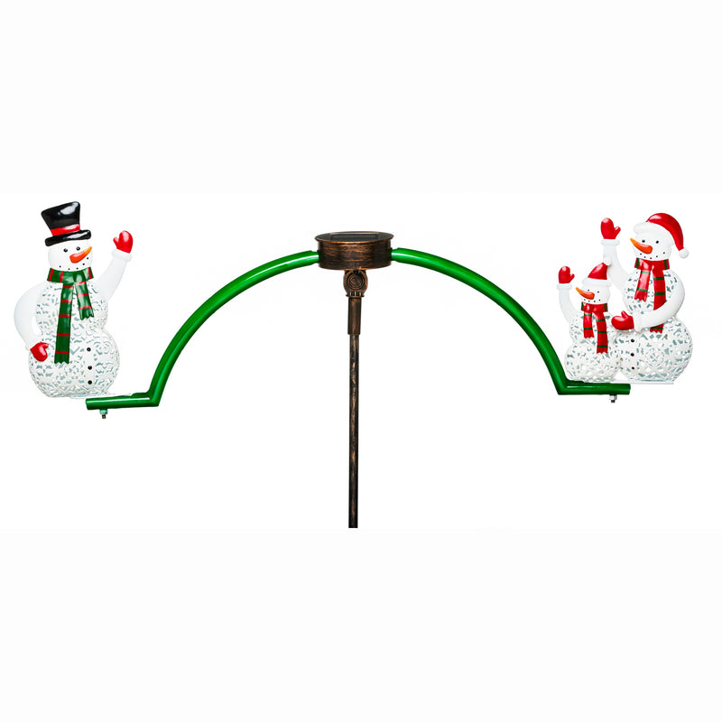 Chasing White Light Solar Balancer Garden Stake, Snowman and Family,28.35"x3.23"x35.04"inches