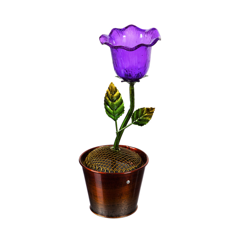 Evergreen 12.5"H Secret Solar Acrylic Flower Statuary, Purple, 12.8'' x 0.6'' x 0.6'' inches