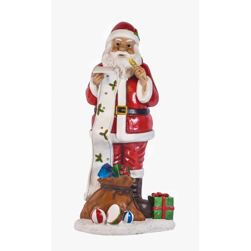 55"H Solar Santa Claus Checking His List Statement Garden Statuary,2sp6344