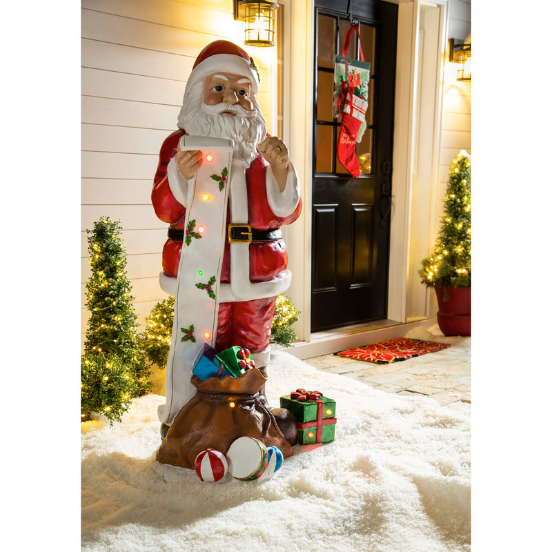 55"H Solar Santa Claus Checking His List Statement Garden Statuary,2sp6344